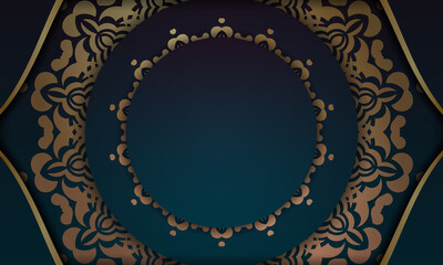 Blue gradient background with luxury gold pattern for design under your text