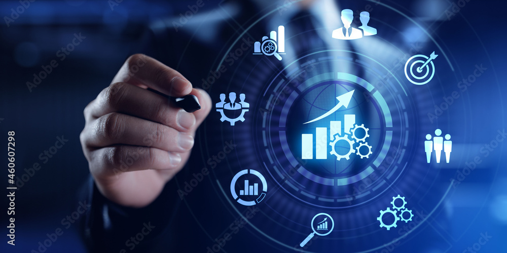 Poster smart kpi key performance indicator business technology concept.