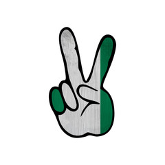 World countries. Hand sign Victory. Nigeria