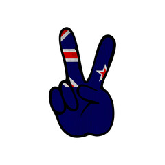 World countries. Hand sign Victory. New Zealand