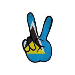 World countries. Hand sign Victory. Saint Lucia