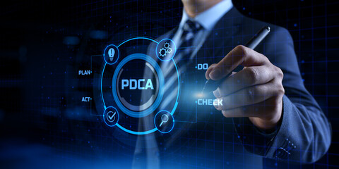 PDCA Plan Do Act Check Business technology concept.