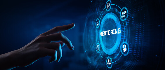 Mentoring mentor coach personal development  education concept on screen.