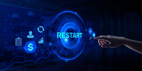 Restart economy Business reopening financial concept on screen. - obrazy, fototapety, plakaty