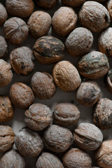 Top view of whole walnuts 