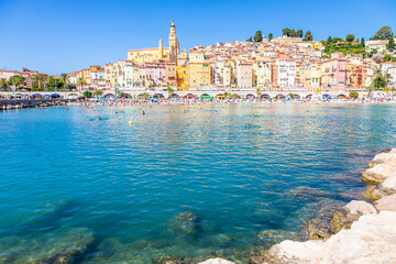 Menton on the French Riviera, named the Coast Azur, located in the South of France