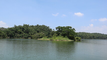 scene of wusanto reservoir in summer design for holiday and leisure time