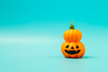 Freshly Carved Jack-o-Lantern Pumpkin Isolated on blue