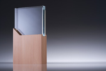 Blank glass trophy mockup, Empty acrylic award design mock up. Transparent crystal prize plate...
