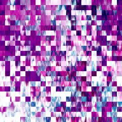 Optical low poly pixel grid dye blur texture background. Seamless washed out geometric ombre effect. 80s style retro square shape pattern. High resolution funky beach wear fashion textile tile.