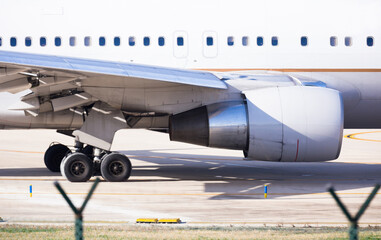 passenger plane lands at airport