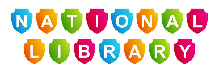 National Library - text written on a shape on white background