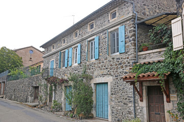 Fototapeta premium Stone buildings in Aubignas, France 
