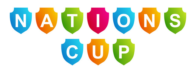 Nations Cup - text written on a shape on white background