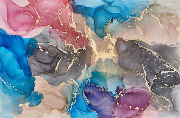 Alcohol ink art.Mixing liquid paints. Modern, abstract colorful background, wallpaper. Marble texture.Translucent colors