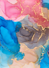 Alcohol ink art.Mixing liquid paints. Modern, abstract colorful background, wallpaper. Marble texture.Translucent colors