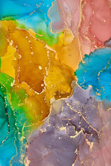 Alcohol ink art.Mixing liquid paints. Modern, abstract colorful background, wallpaper. Marble texture.Translucent colors - 460615220