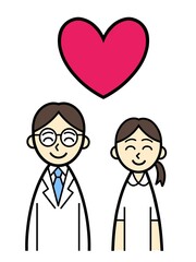 Obraz premium doctor and nurse smiling with love heart