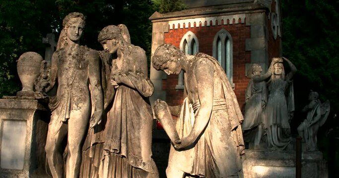 Lviv, Ukraine. Lychakiv Cemetery, historic cemetery with many architectural monuments of 18-20 centuries and graves of cultural and scientific figures of Ukraine and Poland.