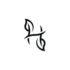 Obraz premium Initial Letter H, Leaf Logo Design, Tree, Green, Health, Organic, Natural, Abstract Style Vector Concept