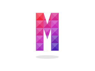 Geometric Letter M logo with perfect combination of red-blue colors. Vector illustration.
