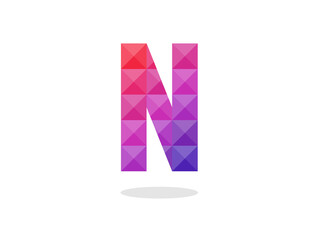 Geometric Letter N logo with perfect combination of red-blue colors. Vector illustration.