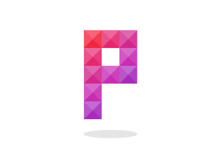 Geometric Letter P logo with perfect combination of red-blue colors. Vector illustration.