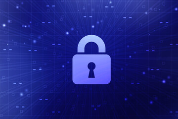 2d illustration Safety concept: Closed Padlock on digital background
