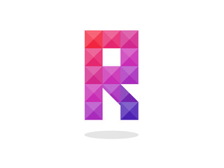 Geometric Letter R logo with perfect combination of red-blue colors. Vector illustration.