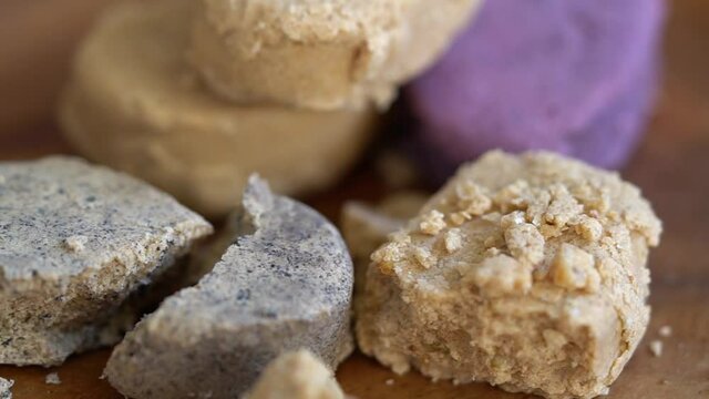 variety flavors of polvoron or milk candies; famous snacks for kids in the Philippines