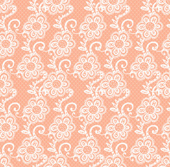 Seamless Pattern with White Floral Hand Drawn Lace. Vector Illustration.