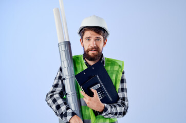 engineer construction work design profession blue background