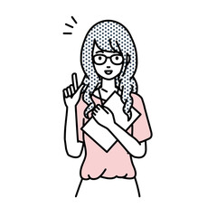 立って書類を手に持って何かひらめいた教師の女性