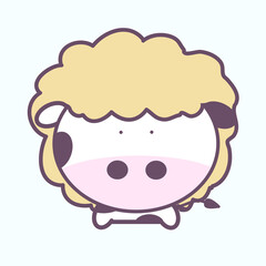 Cute cow with Afro hair style. Cow in lion costume cartoon character vector isolated on white background. Hand drawn illustration. Leo zodiac in ox year.