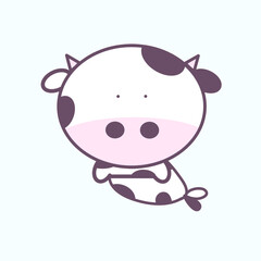 Cute ox with tail, looks like ox in mermaid costume cartoon character vector isolated on white background. Hand drawn illustration. Capricorn zodiac in ox year.