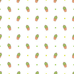 hand drawn cactuse seamless pattern