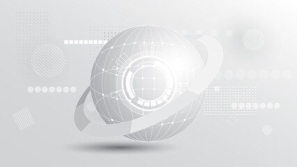 Obraz premium Grey white Abstract technology background, Hi tech digital connect, communication, high technology concept, science, technology background