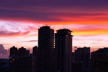 Beautiful sky at sunset in Waikiki, Honolulu, Oahu, Hawaii