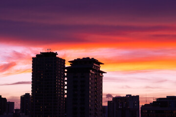 Beautiful sky at sunset in Waikiki, Honolulu, Oahu, Hawaii