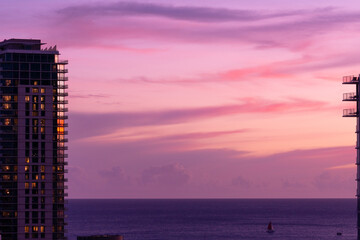 Beautiful sky at sunset in Waikiki, Honolulu, Oahu, Hawaii