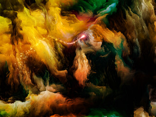 Color Swirl series. Composition of colorful motion of liquid paint on canvas for subject of life, creativity and art