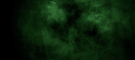 Obraz na płótnie Canvas Scary dark green misty cracked wall for background