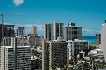 Fototapeta na wymiar City view of Waikiki, Honolulu, Oahu, Hawaii