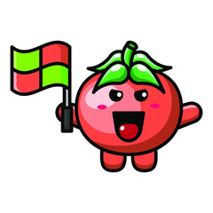 cute tomato as line judge icon illustration vector graphic