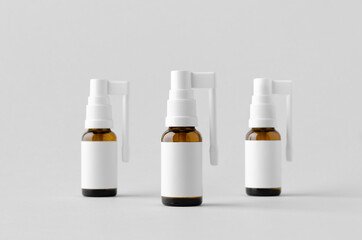 Oral, throat spray mockup. Amber bottle with blank label.