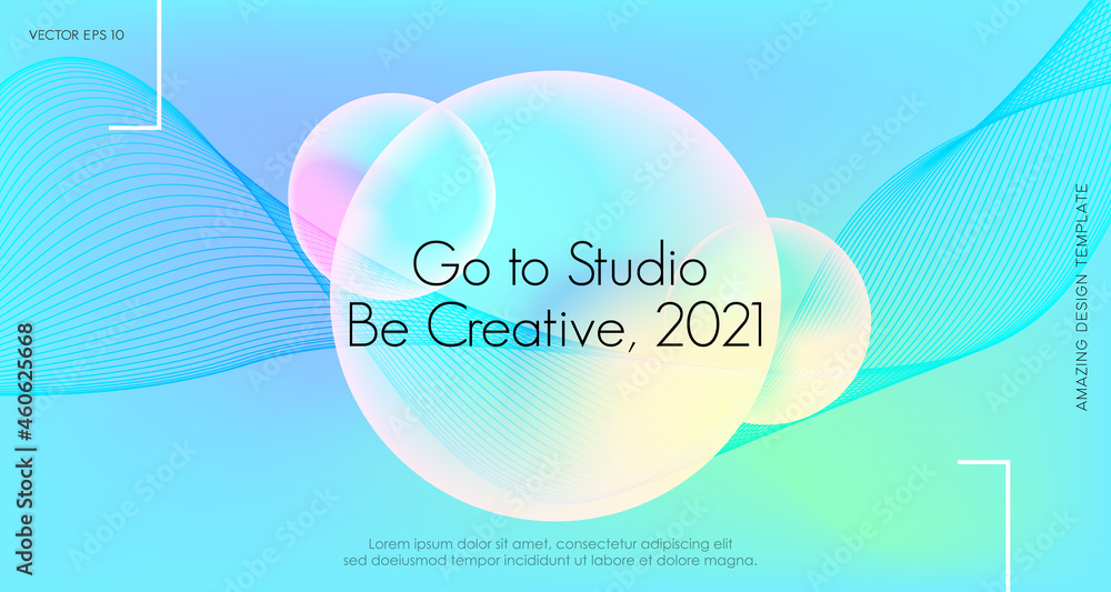 Poster abstract colorful mesh gradient background with wavy lines for technology and business presentation.