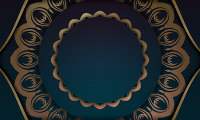 Blue gradient banner template with abstract gold pattern for logo design