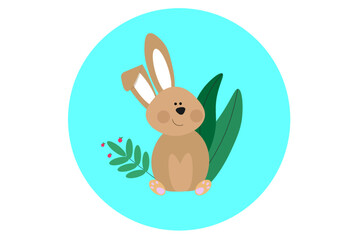 Cartoon bunny with leaves and berries
Vector image