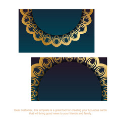 Visiting business card with gradient blue color with Indian gold ornaments for your contacts.