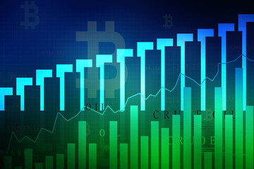 2d rendering Stock market online business concept. business Graph 